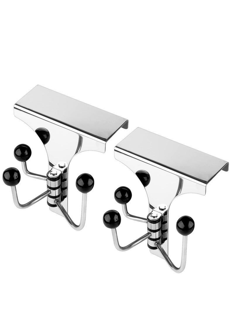 Over The Door Hooks  2PCS Heavy Duty Stainless Steel Rotatable Hanger for Towel Over The Door Organizer Hats 3 Hooks Easy Installation No Punching Required , Rustproof and Durable  - Image 1