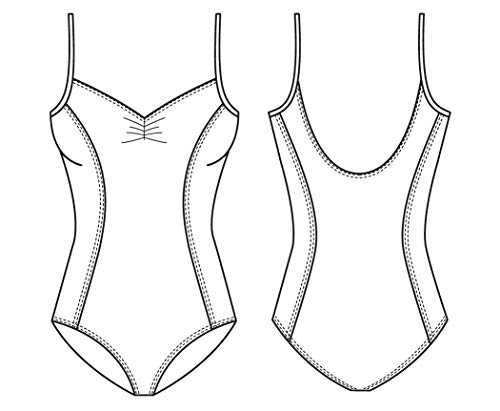 Mirella Women's Princess Seam Pinch Front Camisole Dance Leotard, Large, White - Image 3