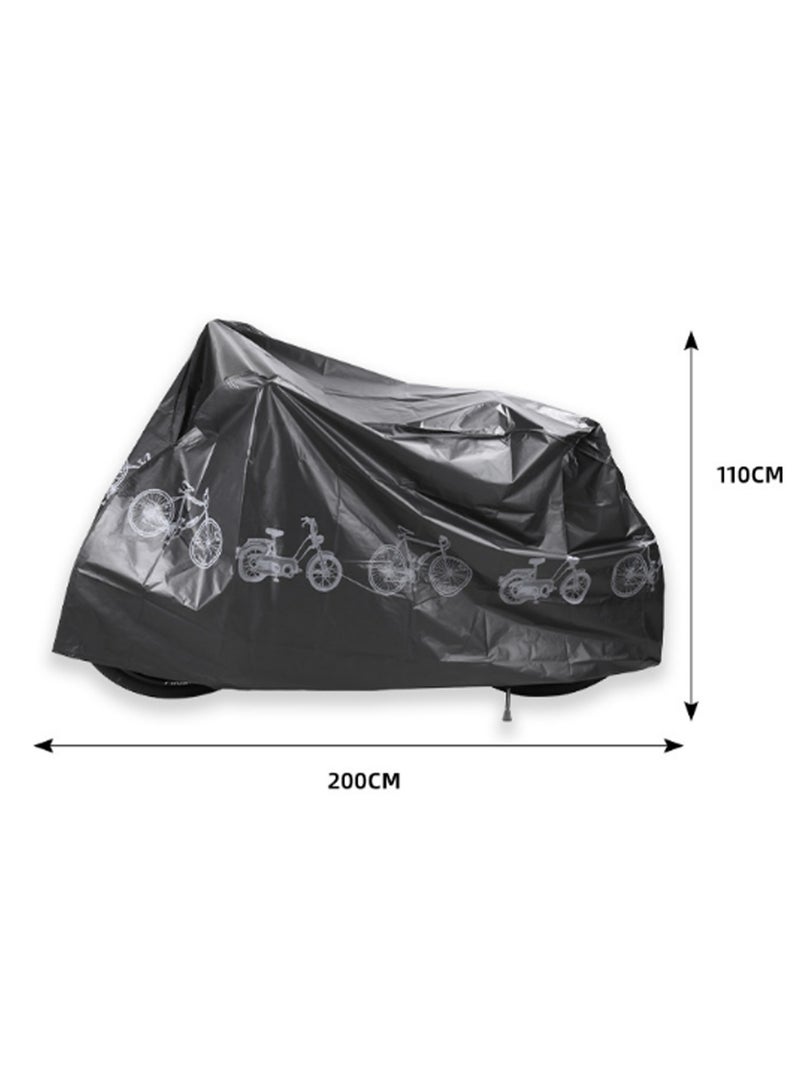 Generic Black Thickened Bicycle Cover, Outdoor Waterproof Bicycle Cover Oxford Cloth Rainproof Sunscreen Anti-Uv Dustproof Windproof Motorcycle Cover Suitable For Mountain Road Electric Bicycles  - Image 2