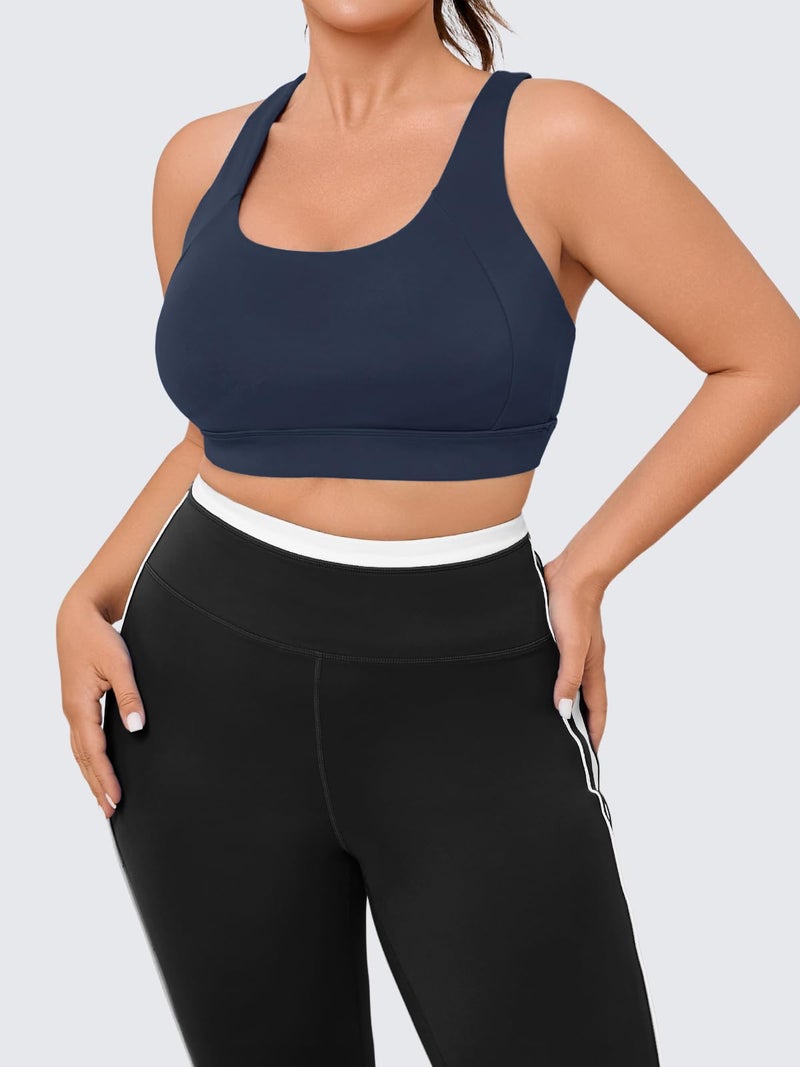 Plus Size Cloud Soft Racerback Sports Bra with Adjustable Straps and Removable Pads - Image 3