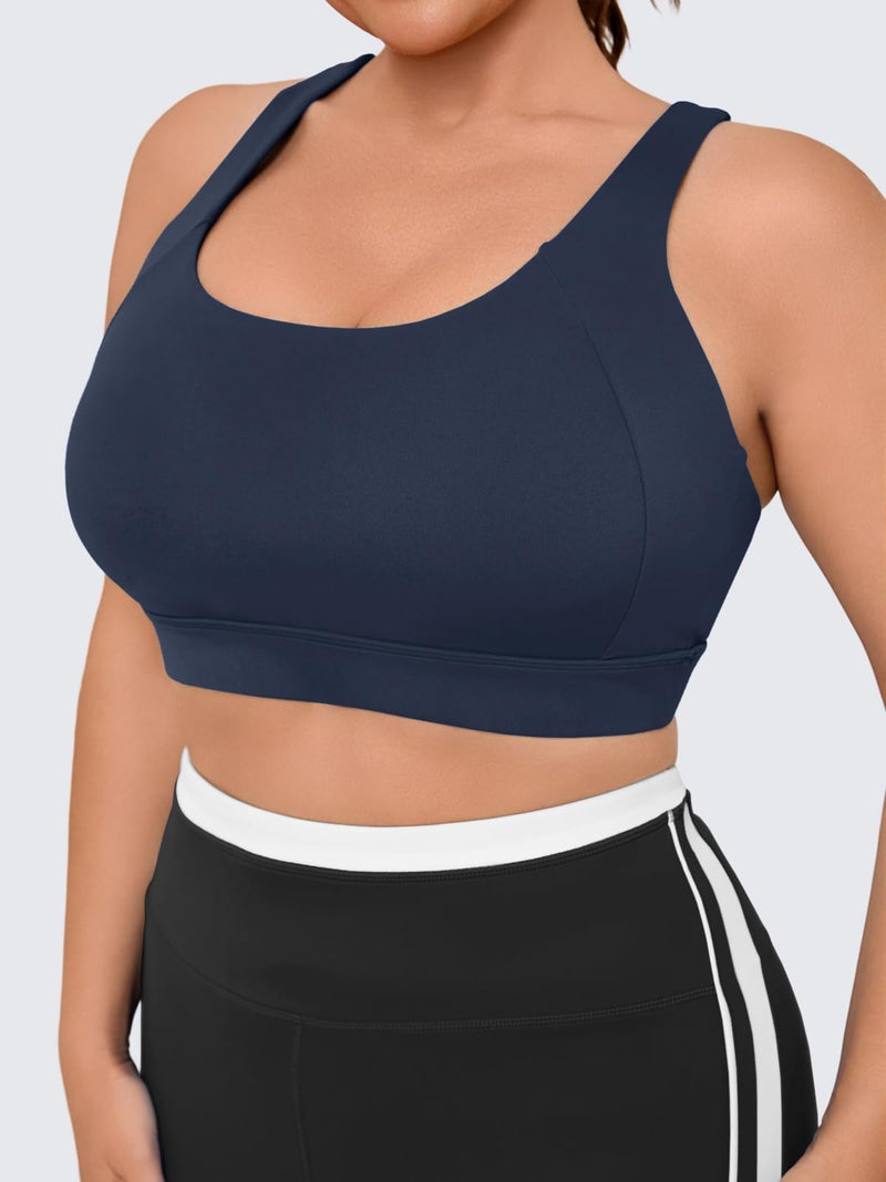 Plus Size Cloud Soft Racerback Sports Bra with Adjustable Straps and Removable Pads - Image 5