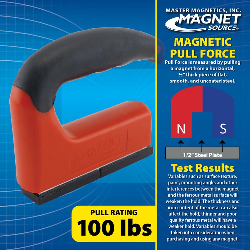 Master Magnetics ماجنت ماجنتكس القوي مع مقبض مريح - قوة سحب 100 رطل، أحمر، 07501 - Image 5