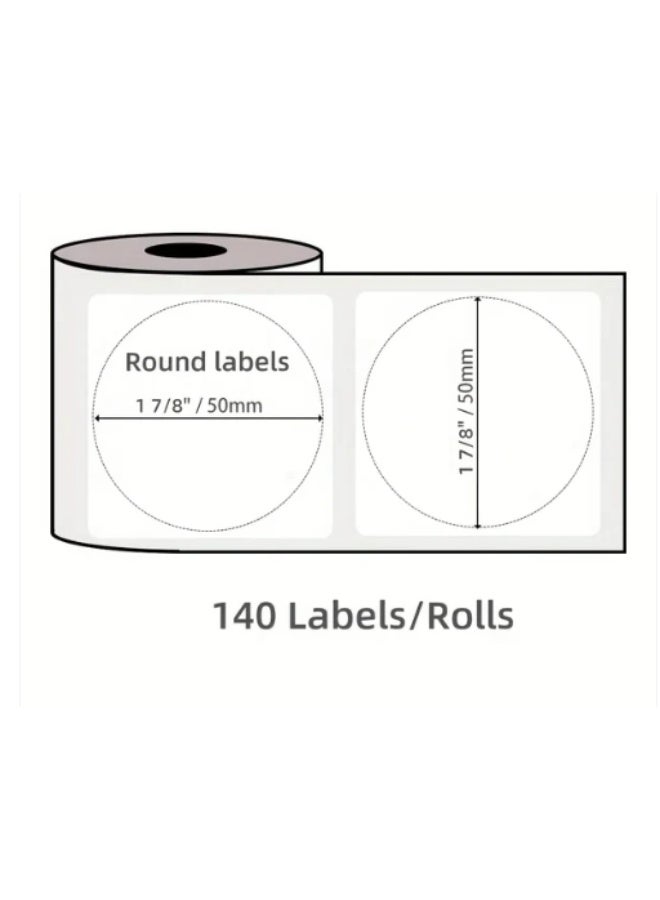 Terabyte Round Label Rolls for M110 / M110S / M120 / M200 / M220 Bluetooth Label Printers | White Self-Adhesive Thermal Labels 50*50/ 140 labels - Image 1