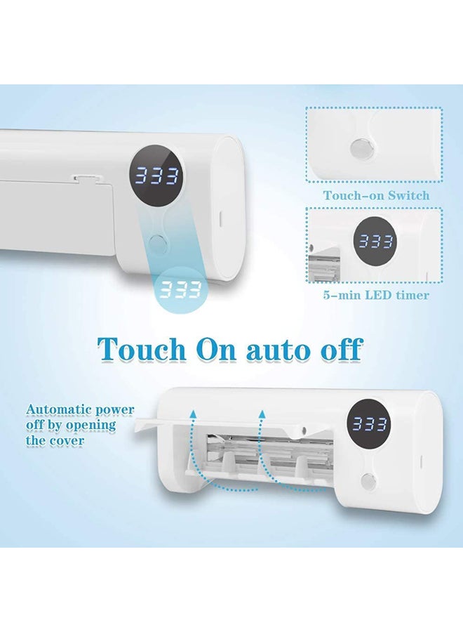 USB Charging Wall Mounted UV Toothbrush Holder With Sterilizer And Disinfection Function White 7.87x2.95x1.57inch - Image 4