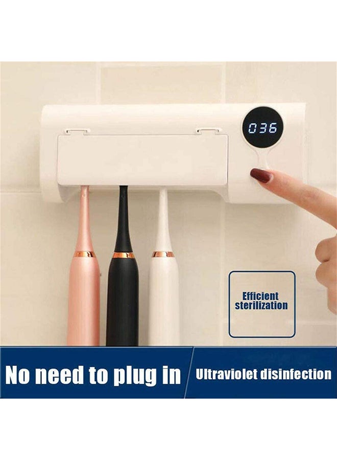 USB Charging Wall Mounted UV Toothbrush Holder With Sterilizer And Disinfection Function White 7.87x2.95x1.57inch - Image 2