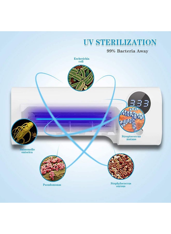 USB Charging Wall Mounted UV Toothbrush Holder With Sterilizer And Disinfection Function White 7.87x2.95x1.57inch - Image 3