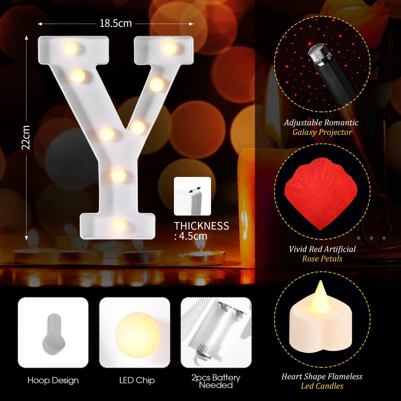 Hortsun Marry Me Light up Letters Proposal Decorations Will You Marry Me Sign Rose Petals 24 LED Candles Romantic Night Light for Proposal Engagement Wedding Anniversary Valentine's Day(Red) - Image 4