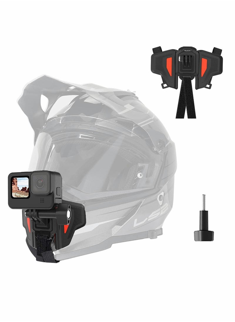 Excefore - Upgraded Motorcycle Helmet Chin Mount for GoPro Max Hero 10 9 8 7 6 5 Insta 360 One R One X DJI Osmo Cellphone and More Action Camera, with Go Pro Mount Adapter Screw Accessories - Image 1
