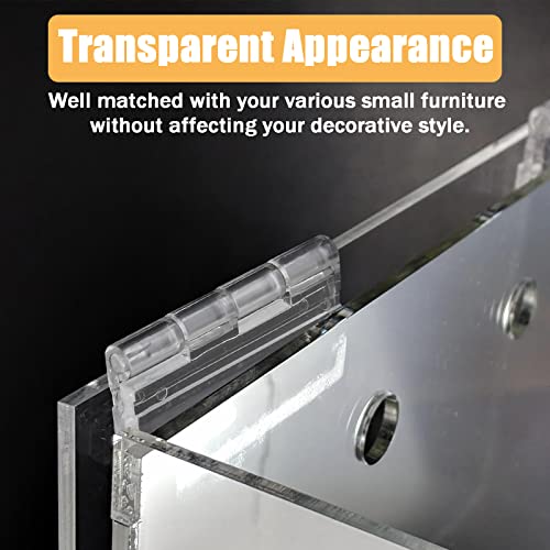 Bivethoi 10pcs Clear Acrylic Hinges for Plexiglass, Self Adhesive Clear Plastic Transparent Continuous Hinge Tools for Cabinet Drawer Furniture DIY Display Stand (35mm x 45mm) - Image 4