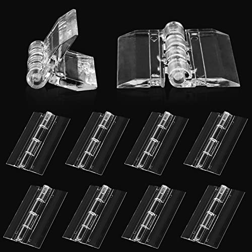 Bivethoi 10pcs Clear Acrylic Hinges for Plexiglass, Self Adhesive Clear Plastic Transparent Continuous Hinge Tools for Cabinet Drawer Furniture DIY Display Stand (35mm x 45mm) - Image 1