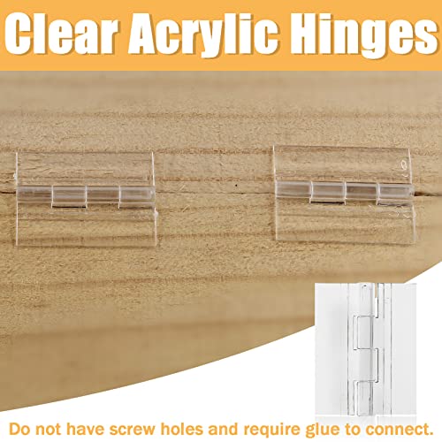 Bivethoi 10pcs Clear Acrylic Hinges for Plexiglass, Self Adhesive Clear Plastic Transparent Continuous Hinge Tools for Cabinet Drawer Furniture DIY Display Stand (35mm x 45mm) - Image 3