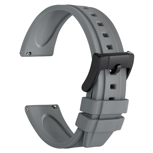 WOCCI 20mm Hevea Watch Band FKM Rubber Not Silicone Quick Release Replacement Strap for Men Black Buckle Grey - Image 1