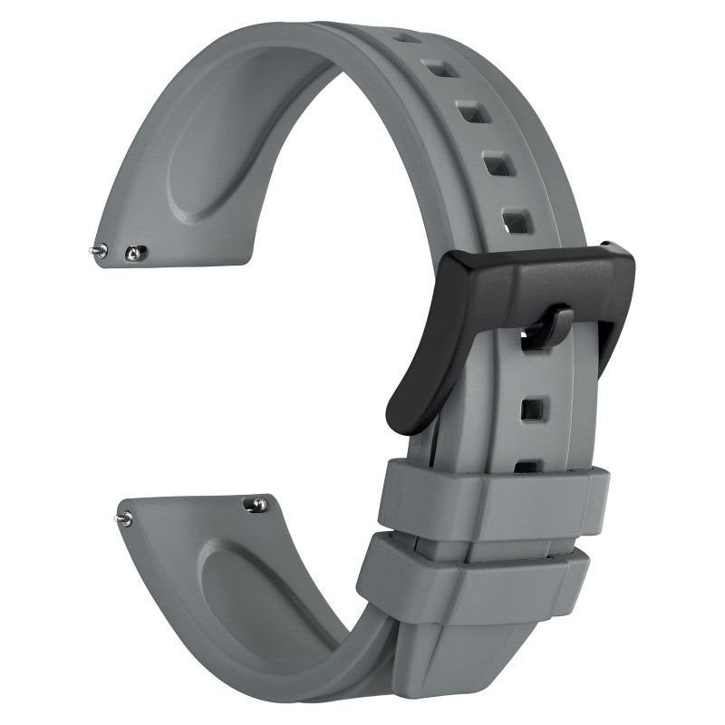 WOCCI 20mm Hevea Watch Band FKM Rubber Not Silicone Quick Release Replacement Strap for Men Black Buckle Grey - Image 2