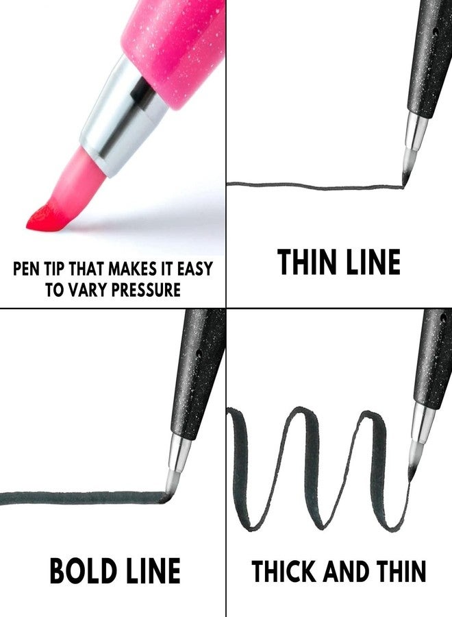 قلم لباد ذو رأس رفيع من نوع Someie Brush Touch باللون الأحمر (SES15C-B) 3 قطع، مجموعة ملاحظات لاصقة بخمسة ألوان (أحمر) - Image 4