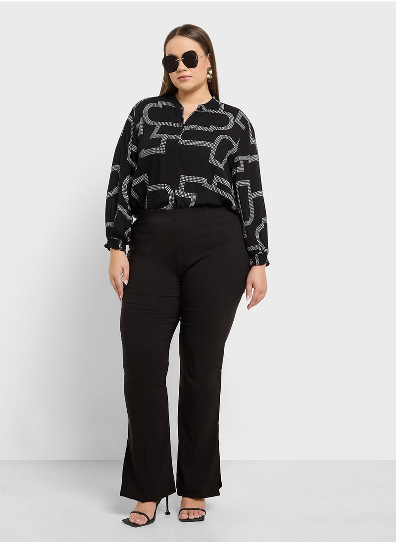 Only Carmakoma - High Waist  Flared Slit Pant - Image 1