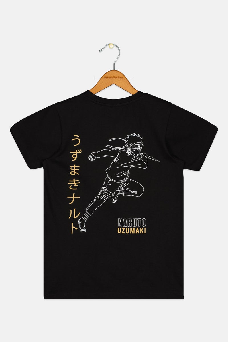 Naruto Kids Boy Crew Neck Short Sleeve Graphic Print T-Shirt, Black - Image 2