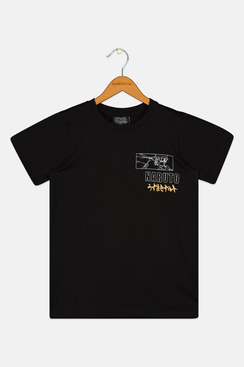 Naruto Kids Boy Crew Neck Short Sleeve Graphic Print T-Shirt, Black - Image 3