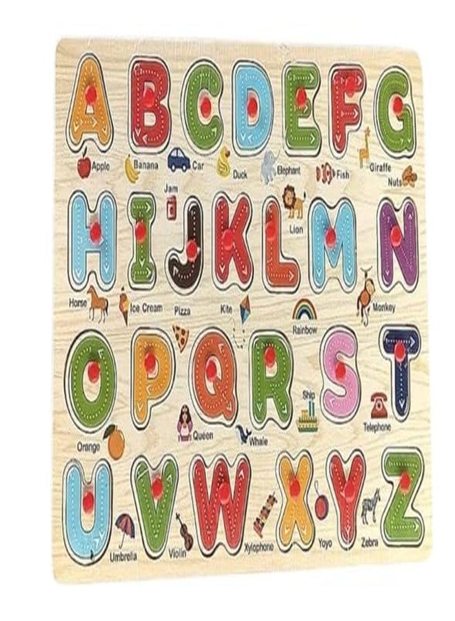 Nuwishtek Wooden 26 Letter Alphabet Learning Block Puzzle - Image 1