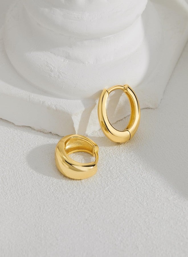 Poxtex Small Gold Huggie Hoop Earrings Set for Women, 14K Chunky Gold Earrings for Mulpitle Piercing Hypoallergenic Lightweight Trendy Jewelry, Dainty Thick Cartilage Earrings for Women's Gifts 4 - Image 4