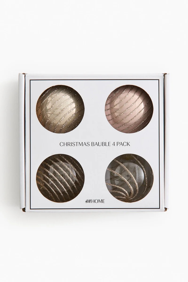 H&M 4-pack patterned glass baubles