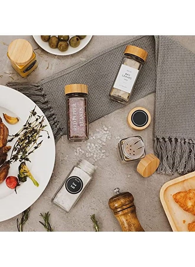 Hihonor 24 Pcs Spice Jars with Labels Glass Spice Jars with Bamboo Lids, Minimalist Farmhouse Spice Labels Stickers, Collapsible Funnel, Seasoning Storage Bottles for Spice Rack, Cabinet, Drawer - Image 4