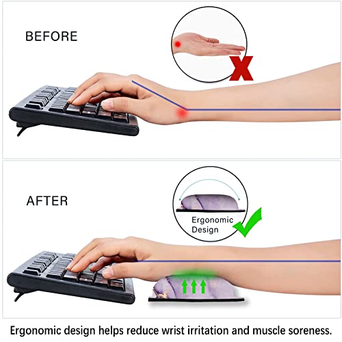 ArtSo Mouse Pad Keyboard Wrist Rest Support Ergonomic, Upgraded Cushion Mousepad Gel Memory Foam Non-Slip Rubber Base Pain Relief & Easy Typing for Home,Office, Purple Blue Marble - Image 4