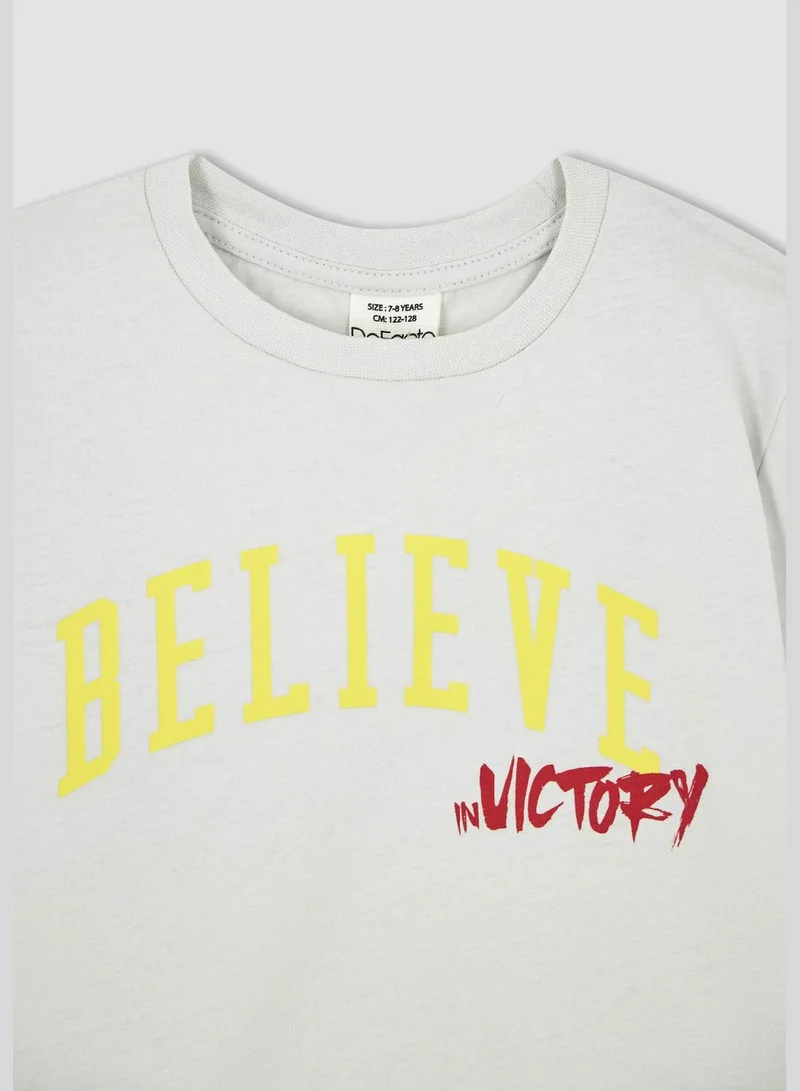 DeFacto Regular Fit Short Sleeve Slogan Print T-Shirt