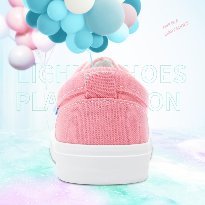 Obtaom Women Canvas Fashion Sneakers Cute Lace up Canvas Shoes Low Top Washed Canvas Flat for Lady(Pink,US5) - Image 5