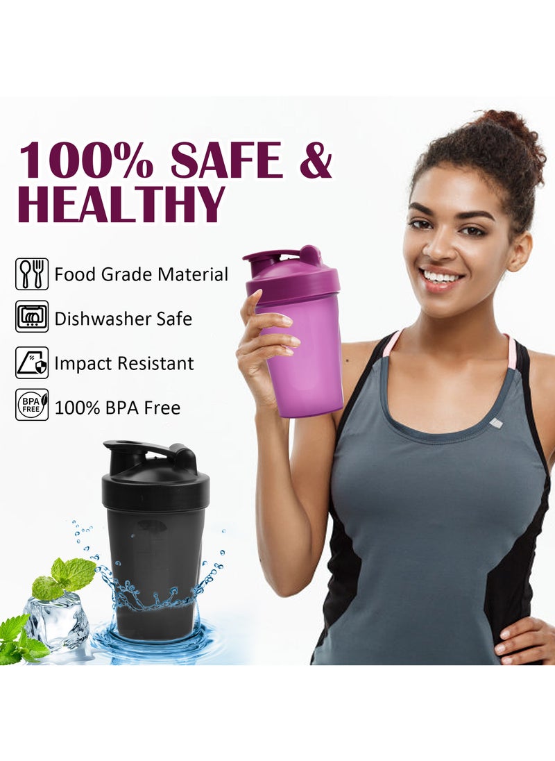 Generic - 2-Pack 400ml Protein Shaker Bottle with Stainless Steel Stirring Ball, BPA-Free, Leak-Proof for Gym, Fitness, and Daily Use - Image 1