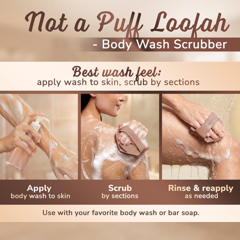 SILKLE Silicone Body Scrubber â€“ Gentle Exfoliating Shower Scrubber for Body & Bath, Silicone Shower Brush & Loofah Alternative â€“ Non-Slip Silicone Body Brush, Quick Dry, Hygienic - Brown - Image 5