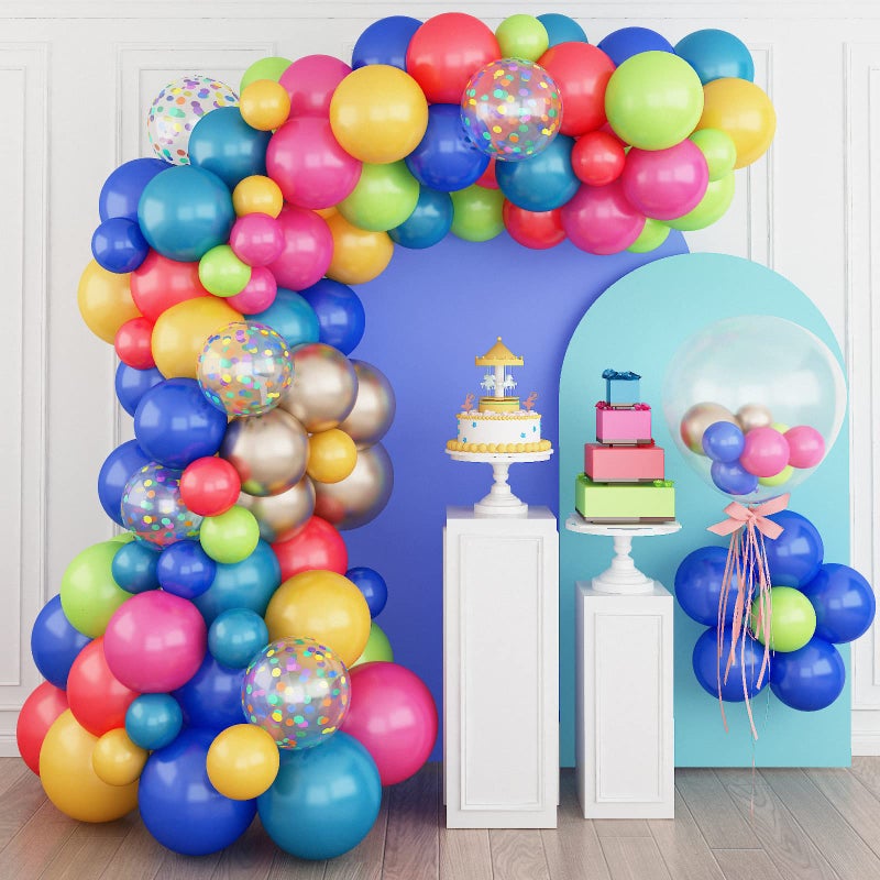 Isndare Colorful Balloon Garland Arch Kit Rainbow Assorted Balloons Multicolor Confetti Latex Balloon Hot Pink Peacock Royal Blue Red Green Yellow Champagne Fiesta Carnival Circus Mexican Party Birthday - Image 3
