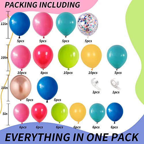 Isndare Colorful Balloon Garland Arch Kit Rainbow Assorted Balloons Multicolor Confetti Latex Balloon Hot Pink Peacock Royal Blue Red Green Yellow Champagne Fiesta Carnival Circus Mexican Party Birthday - Image 5
