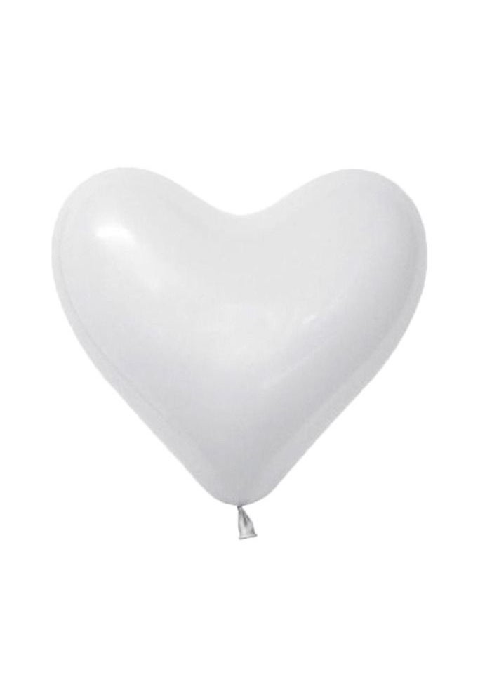 Sempertex 12-Inch Heart Latex Balloons, White - Image 1