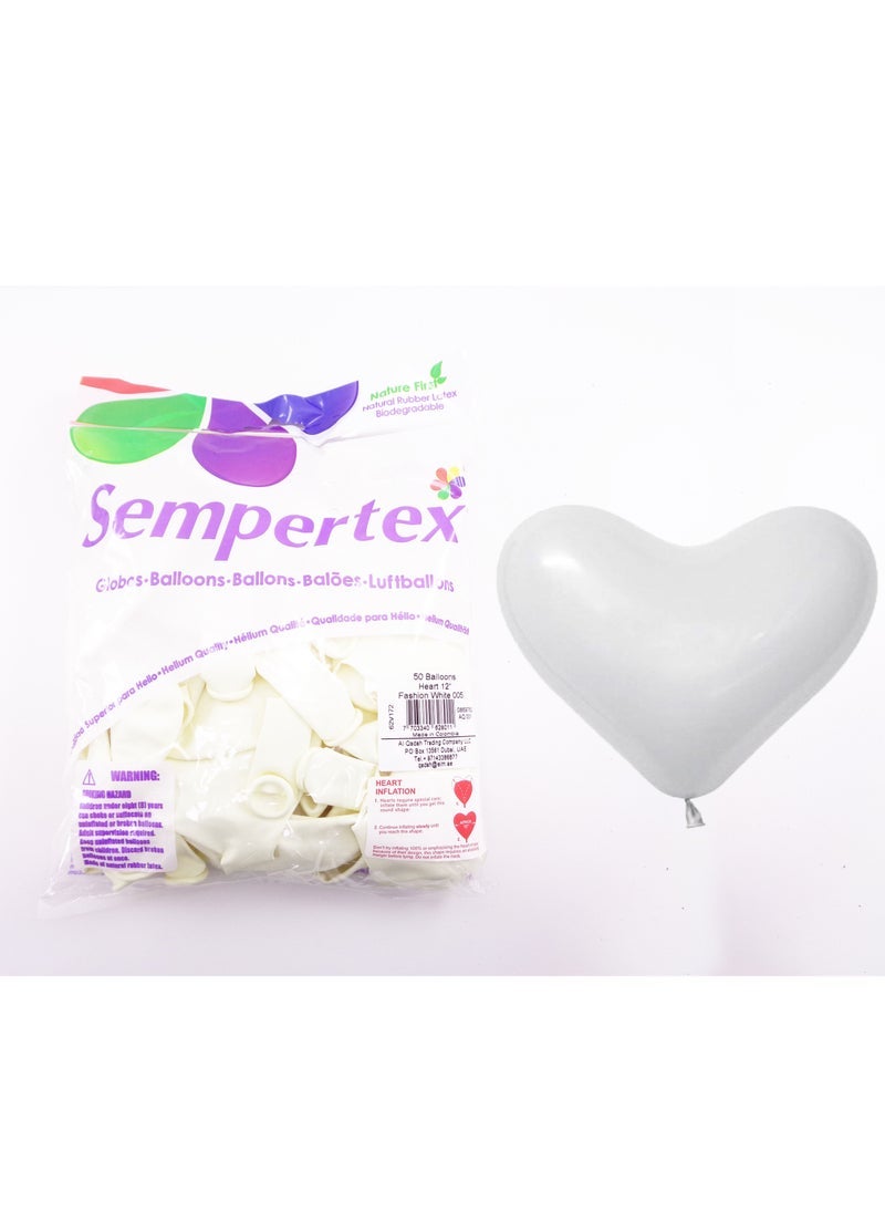Sempertex 12-Inch Heart Latex Balloons, White - Image 3