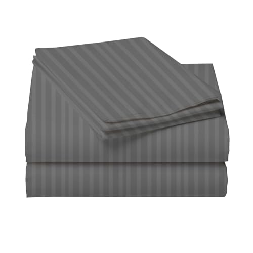 STARNSTYLE Microfiber Premium Elastic Fitted Striped Bedsheet with 2 Pillow Covers (, 78'' x 72'' King Size) Grey - Image 4