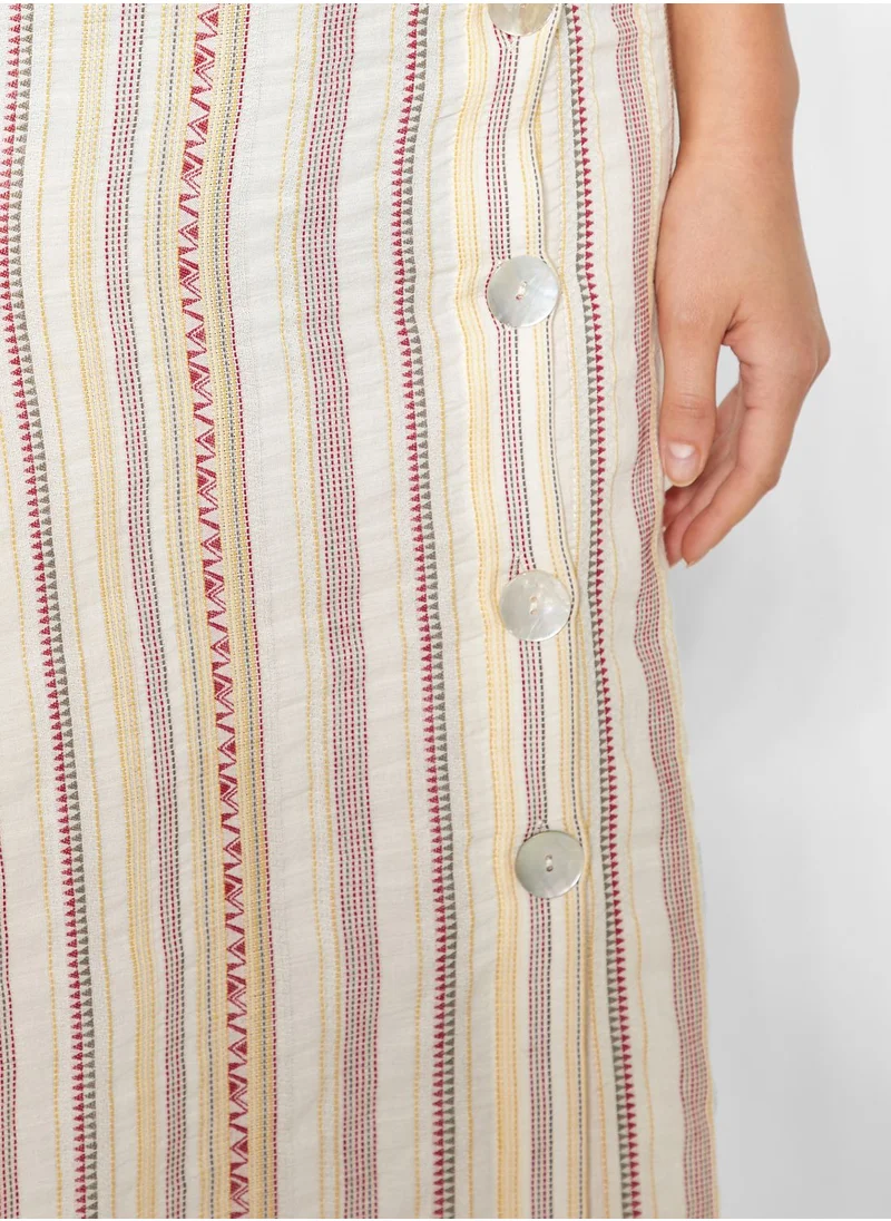 KOTON Button Detail Embroidered Skirt