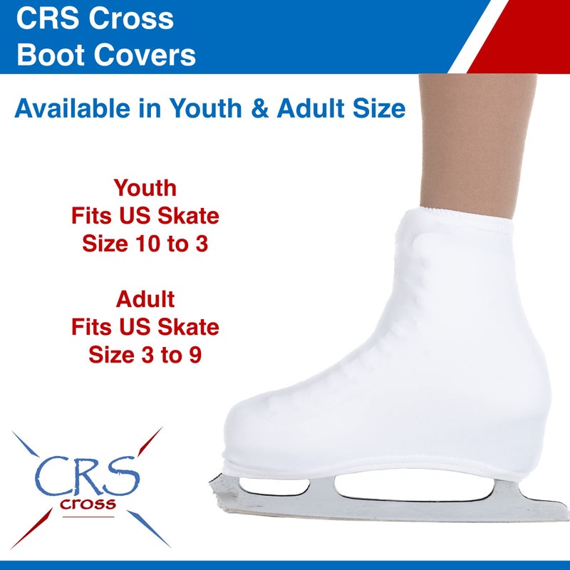 CRS Cross Skating Boot Covers Lycra Ice Skate Covers. Performance Ready Protection for Figure Skates, Ice Skating, Roller Skates. (White, Adult) - Image 2