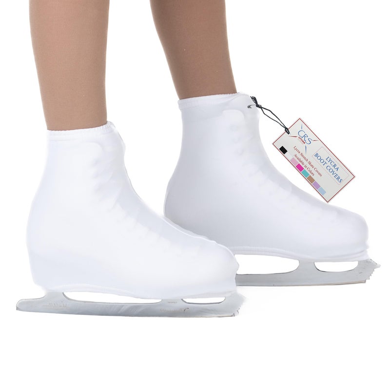 CRS Cross Skating Boot Covers Lycra Ice Skate Covers. Performance Ready Protection for Figure Skates, Ice Skating, Roller Skates. (White, Adult) - Image 1
