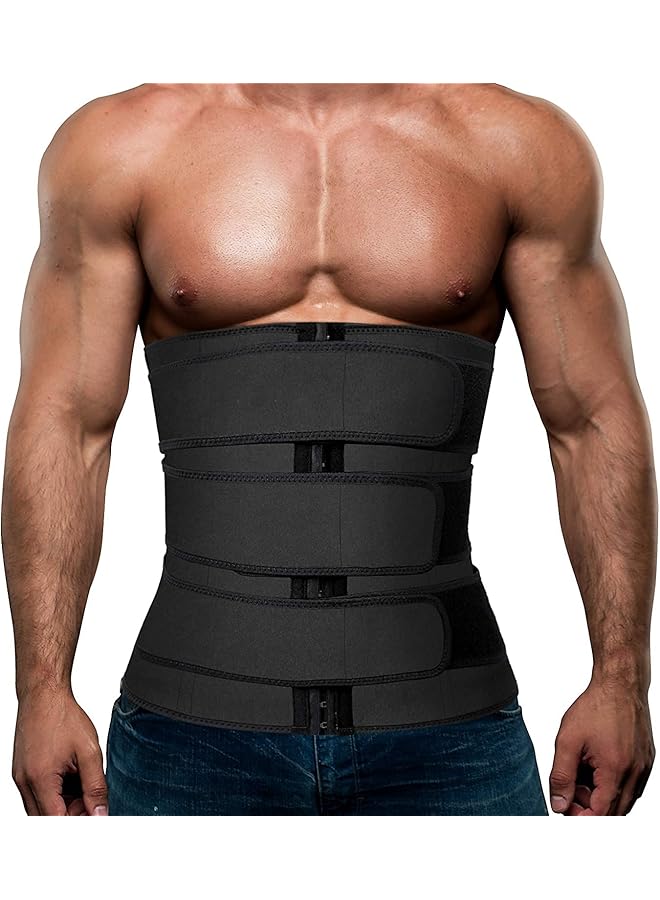 PROMASS Slimming Trimmer Belt Men Workout Waist Mens Abdomen Trainer Neoprene Corset Sauna Sweat Belly With Belts Sports Sculpting Back Support And Improved Posture (X-Large, Black) - Image 1