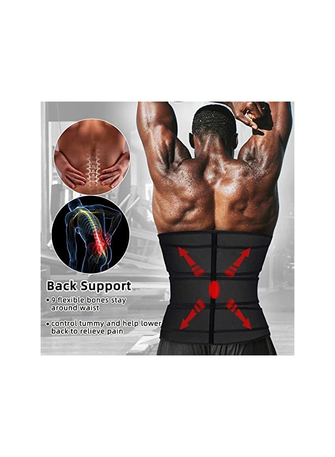 PROMASS Slimming Trimmer Belt Men Workout Waist Mens Abdomen Trainer Neoprene Corset Sauna Sweat Belly With Belts Sports Sculpting Back Support And Improved Posture (X-Large, Black) - Image 3