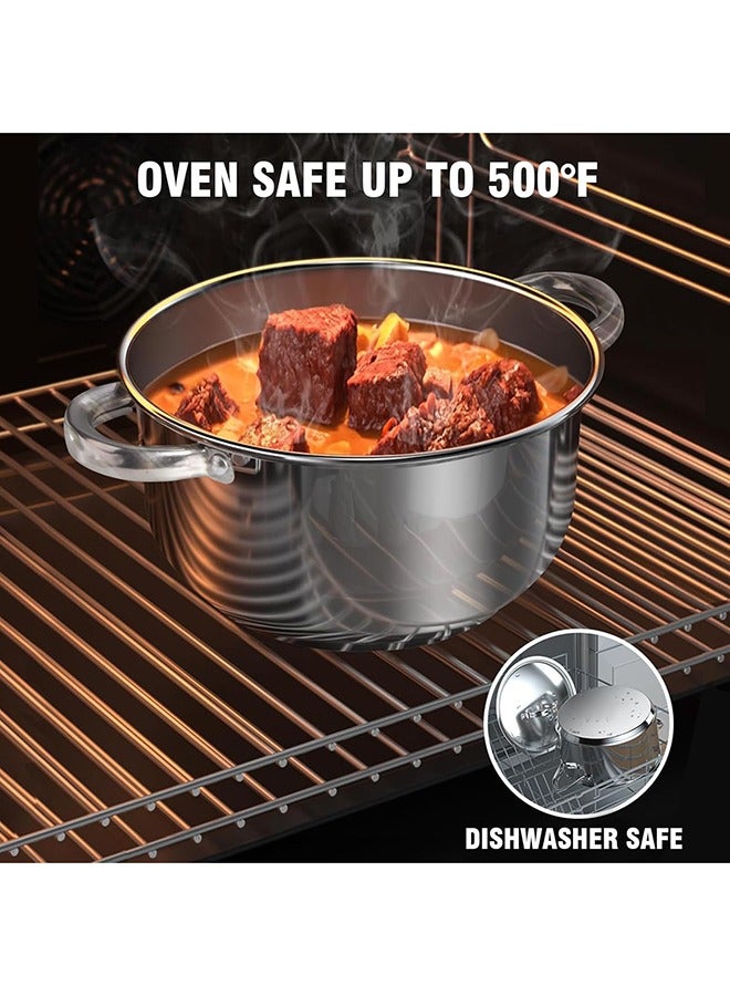 Bukela 15 Pcs Stainless Steel  Kitchen Cookware set , Casserole Set And Frying Pan, Milk Pan Cooking Set With Kichen item , Suitable For Induction Cookers and Gas Stoves,Dishwasher safe - Image 5