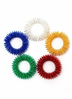 KASTWAVE 5 Pack Spiky Sensory Finger Acupressure Massage Rings, Silent Great Fidget Sensory Toy for Kids Teens & Adults - Aids with Focus ADD ADHD OCD & Autism, 5 Bright Colors  - Image 1