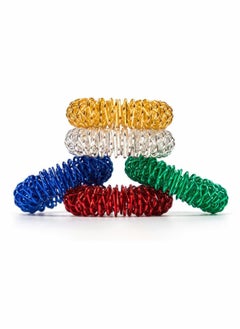 KASTWAVE 5 Pack Spiky Sensory Finger Acupressure Massage Rings, Silent Great Fidget Sensory Toy for Kids Teens & Adults - Aids with Focus ADD ADHD OCD & Autism, 5 Bright Colors  - Image 2