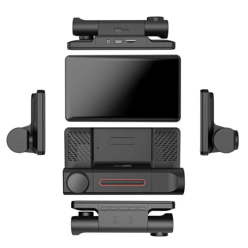1080P DVR Dash Camera 3-Lens Front & Inside & Rear Camera Driving Recorder 4 Inch Screen Dashcam Support Night-Vision/Motion Detection/Loop Recording/Reverse Picture/Multi-Language - Image 3