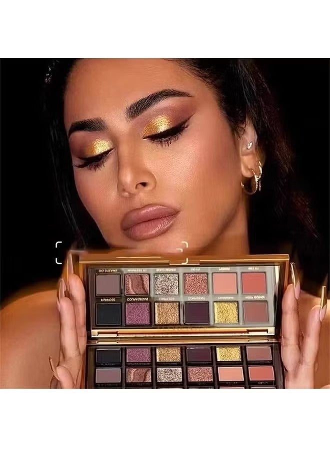 Huda تمكين لوحة ظلال العين متعددة الألوان ، 18 ألوان ماتي شيمر براقة ظلال متعددة عاكسة ماكياج فوق الصبغة ظلال العين مسحوق المضادة للماء ظلال العين - Image 2