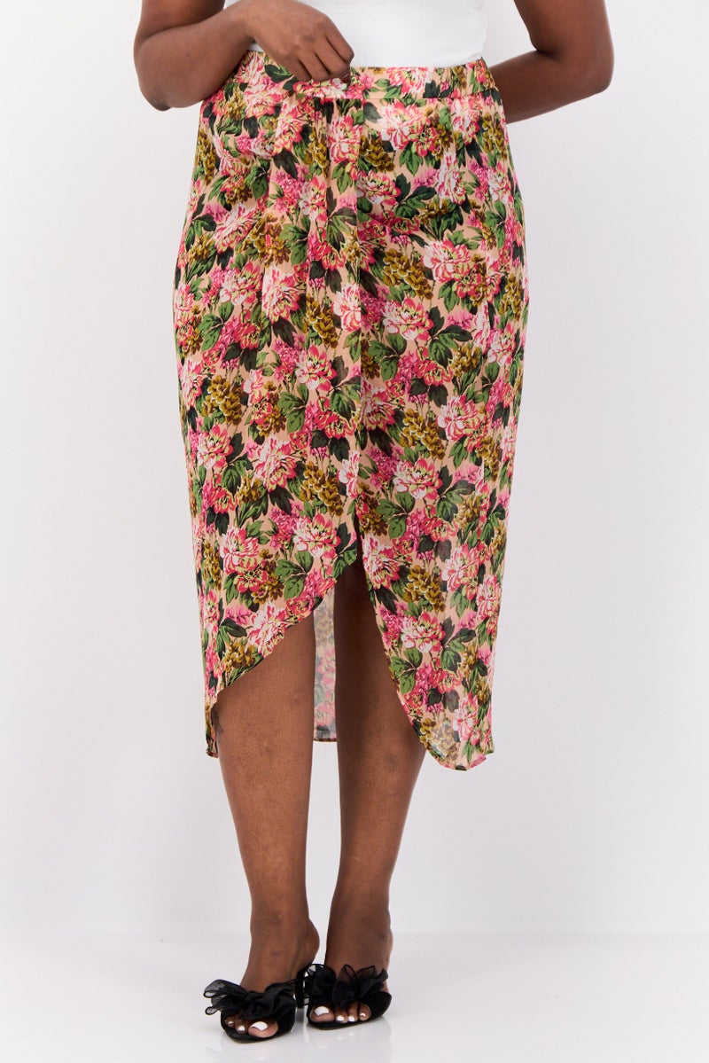 RIVER ISLAND Women Plus Size Floral Print Wrap Skirts, Multicolor  - Image 1