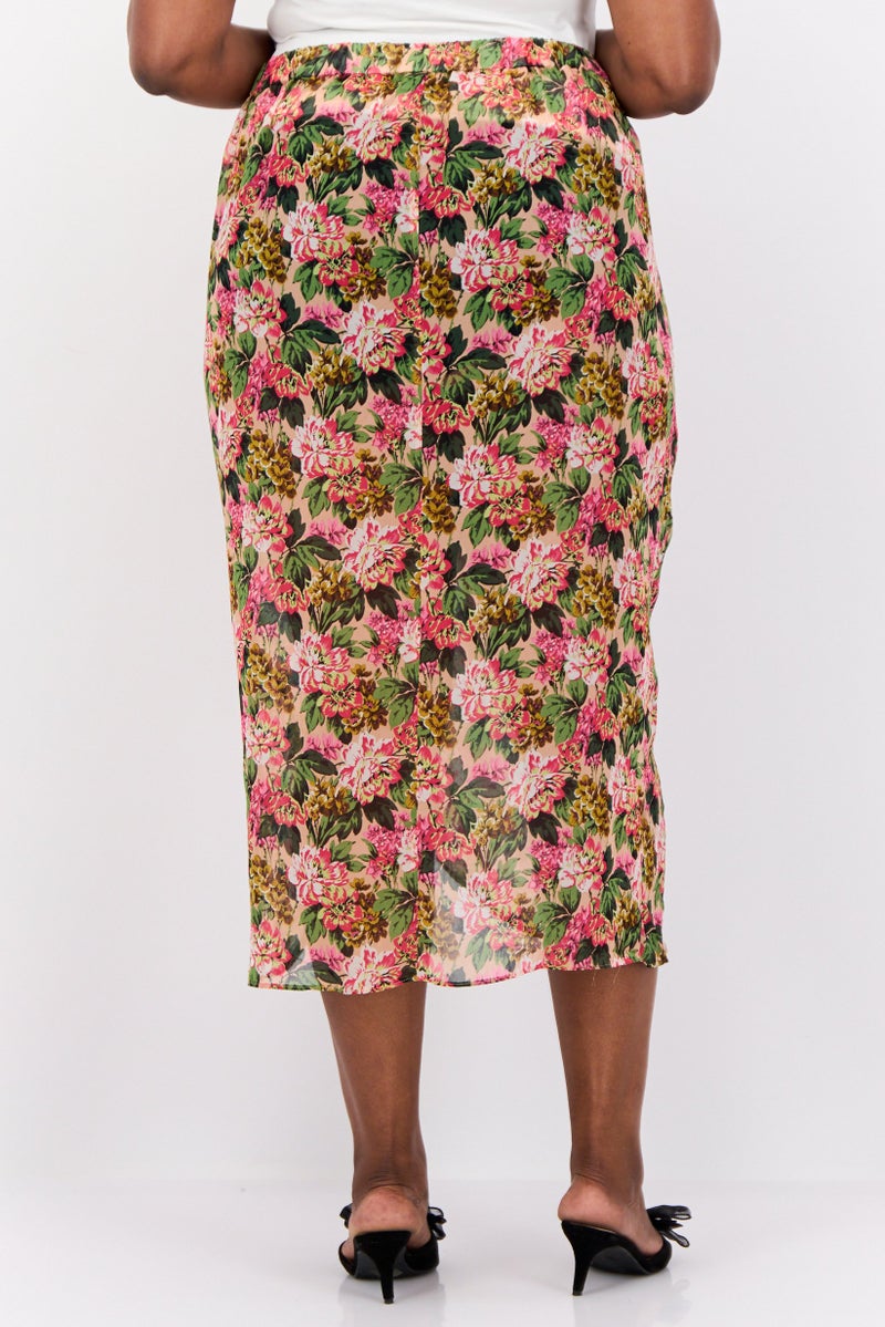 RIVER ISLAND Women Plus Size Floral Print Wrap Skirts, Multicolor  - Image 2