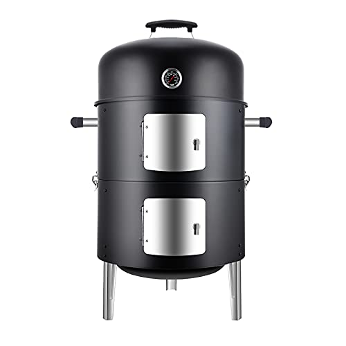 SUNLIFER Charcoal BBQ Grill, Heavy Duty 3-in-1 Barbecue Smoker Grill for Garden Camping Outdoor Cooking and Grilling - Image 1