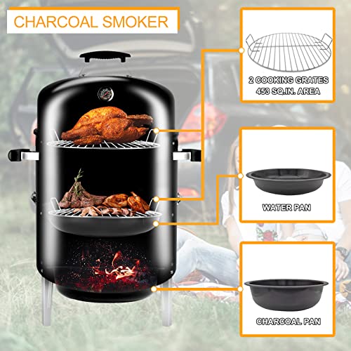 SUNLIFER Charcoal BBQ Grill, Heavy Duty 3-in-1 Barbecue Smoker Grill for Garden Camping Outdoor Cooking and Grilling - Image 5