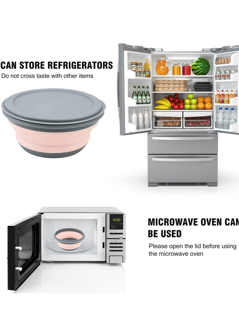 Excefore 3 Pcs Collapsible Washing Up Bowl, Portable Camping Bowl with Lid Food Storage Outdoor Tableware Folding Lunch Box Portable Salad Bowl for Outdoor Travel Camping Hiking Caravan - Pink - Image 4